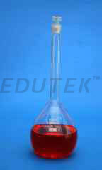 FLASK VOLUMETRIC, WITH ONE MARK, WITH INTERCHANGEABLE GLASS STOPPER. Accuracy as per Class 'A' ISO 

1042